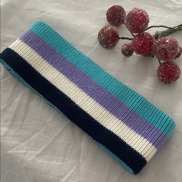 Accessories - Striped Knit Ribbed Headband Vibrant Blue Purple White Black Like New